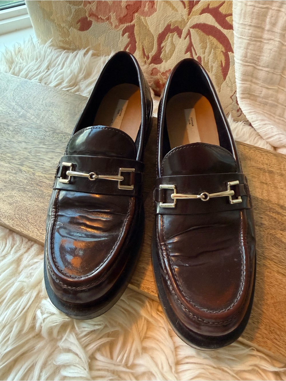 H&M Premium Leather Loafers – Burgundy – Size 7.5